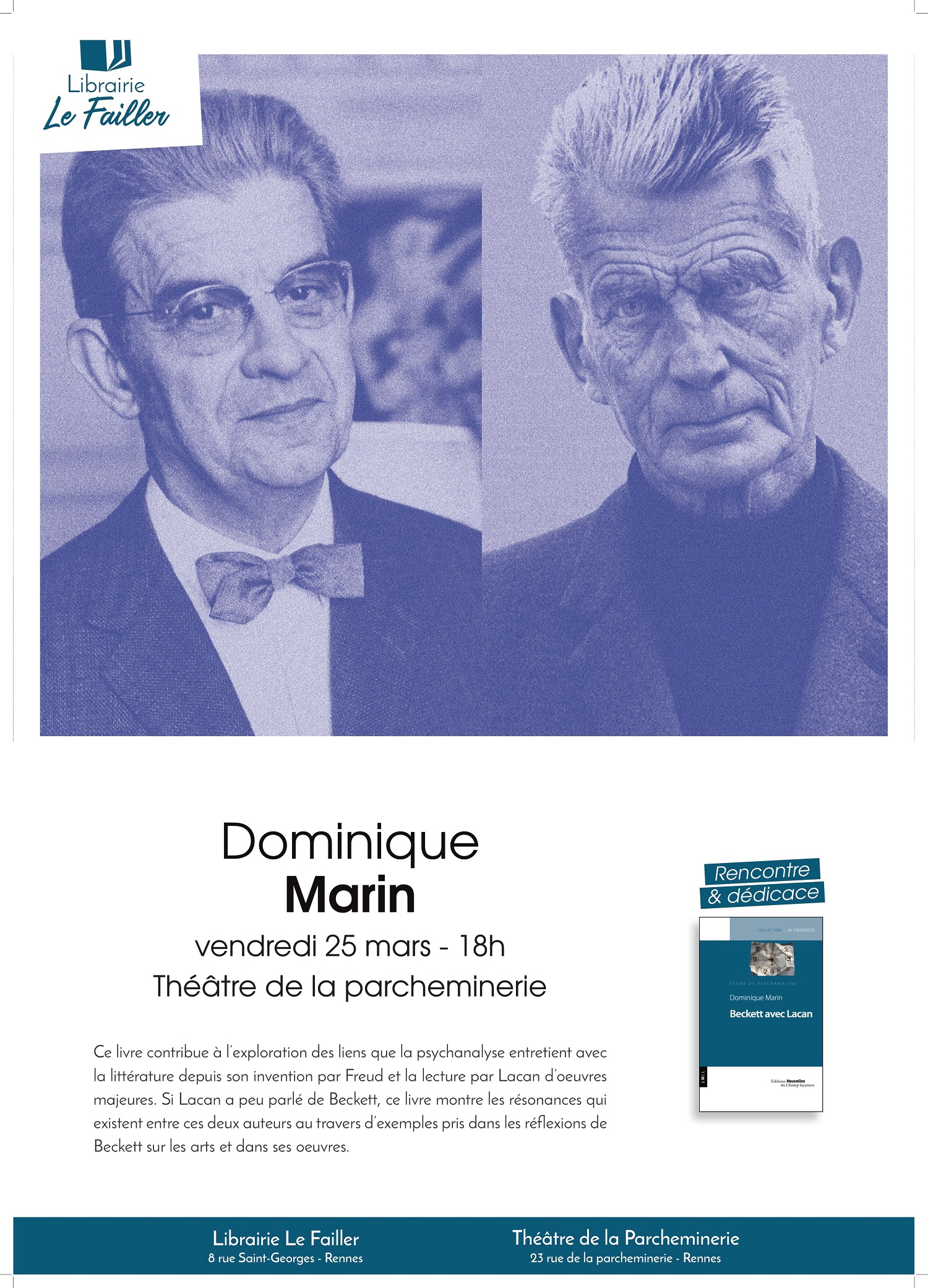 A la rencontre du souffle beckettien : Echange avec Dominique Marin autour de son livre  "Beckett avec Lacan"