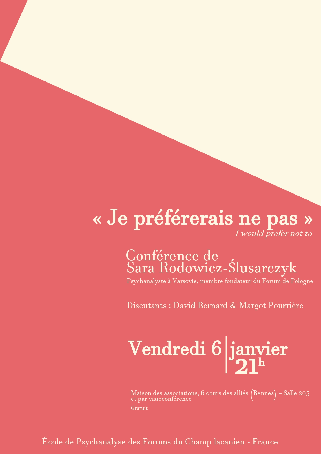 Conférence de Sara Rodowicz-Slusarczyk - "Je préférerais ne pas"